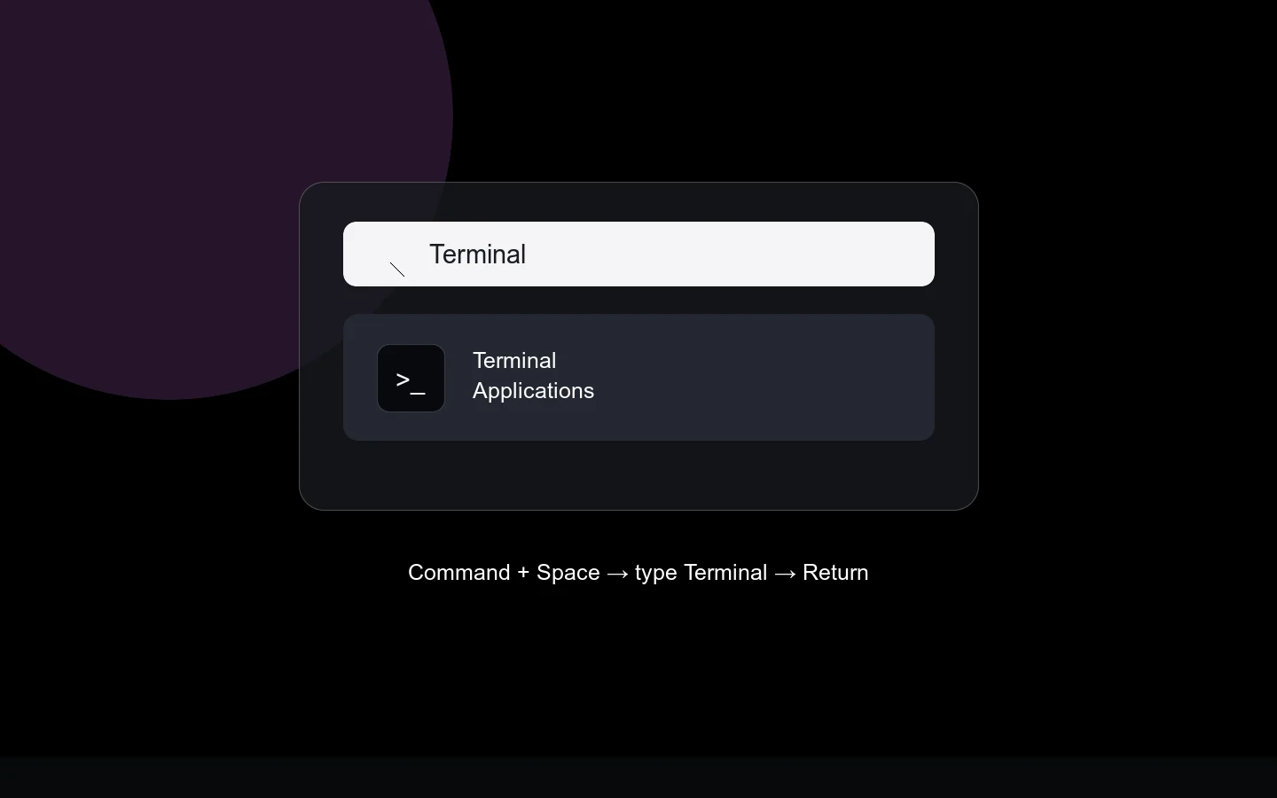 macOS Spotlight search showing Terminal