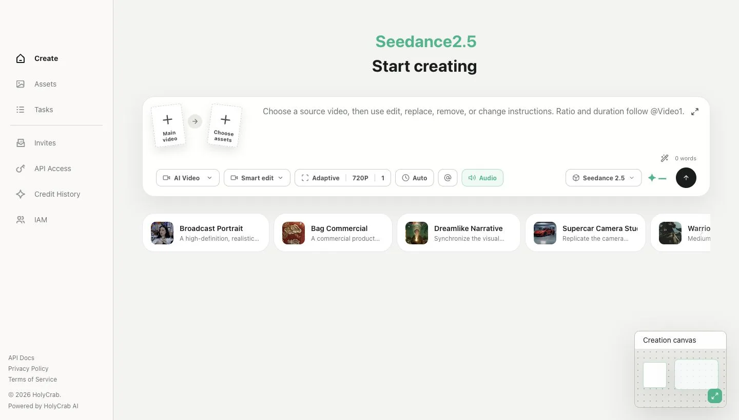 Source-video workspace used by Smart edit and Video extend